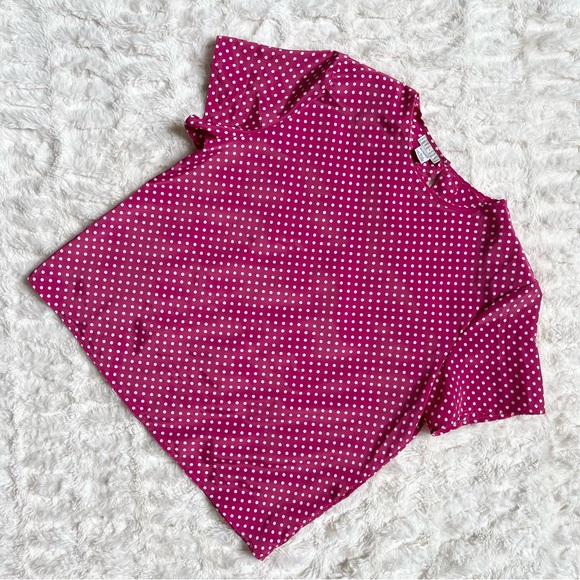 Vintage 90s Hana Sung Pink and White Polka Dot Top - Picture 5 of 13